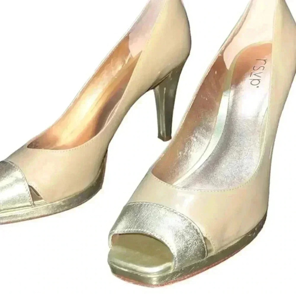 rsvp tan and gold open toe pumps. Gorgeous!! - Picture 12 of 13